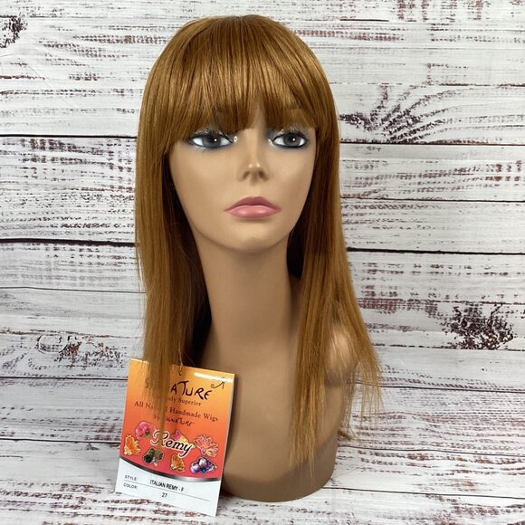 Italian Striaight Wig #27 Honey Blonde Long w/ Bang Adjustable Synthetic - Picture 1 of 7